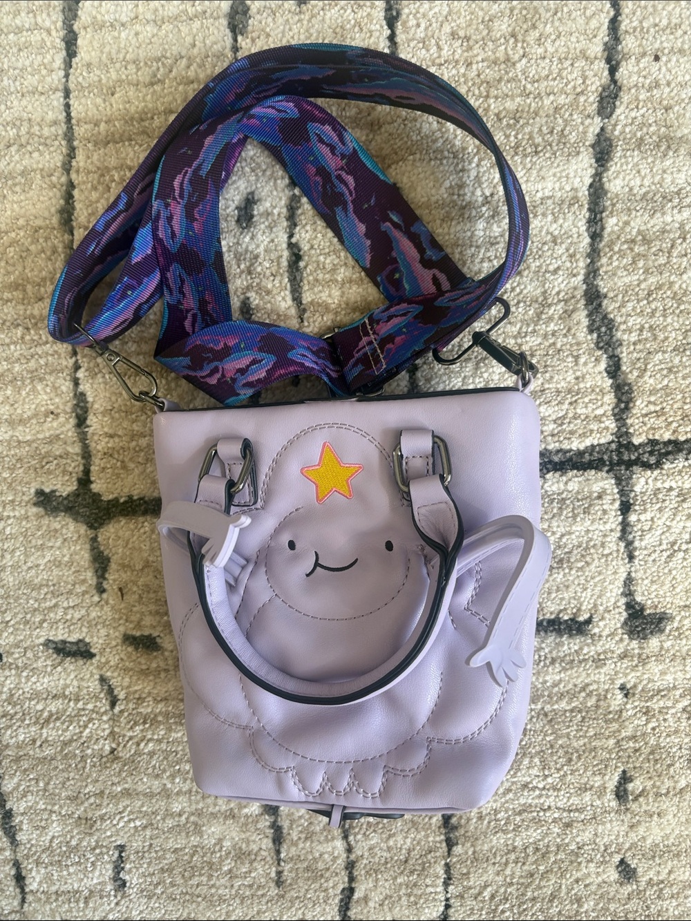 Adventure Time Lavender Lumpy Space Princess Crossbody with Patterned Strap